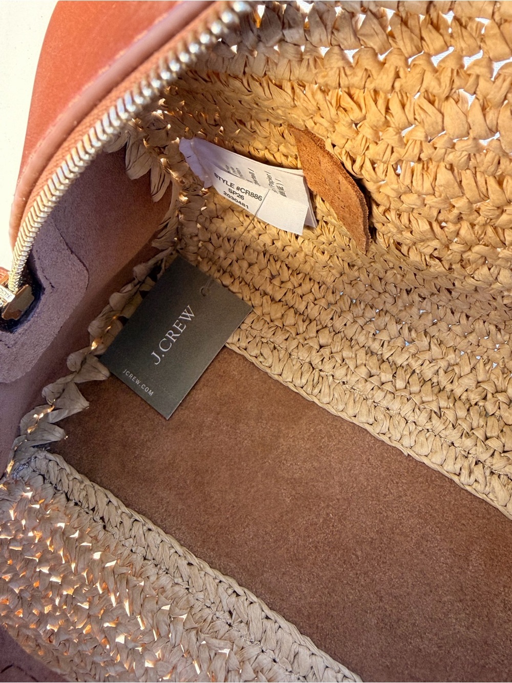 J Crew Delphine handknotted shoulder bag in straw and leather #OA1 - Picture 6 of 17